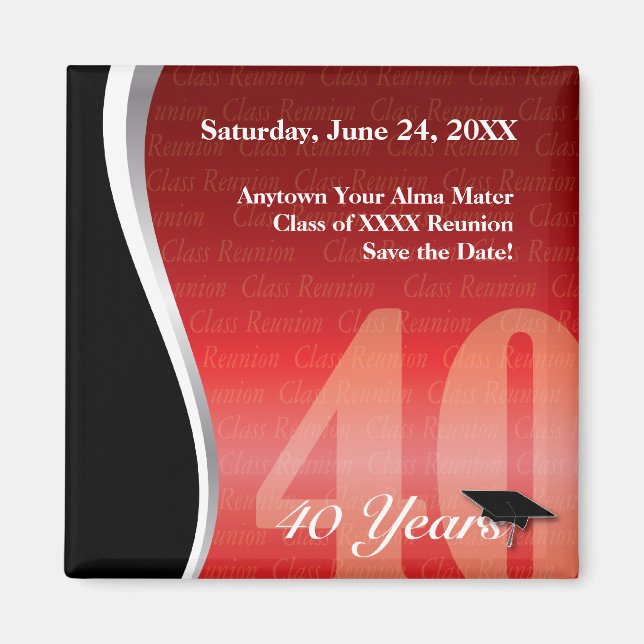 Customisable 40 Year Class Reunion Magnet (Front)
