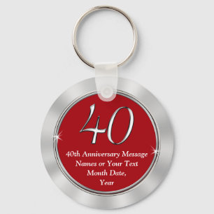 Customisable 40th Anniversary Gift Ideas Your Text Key Ring