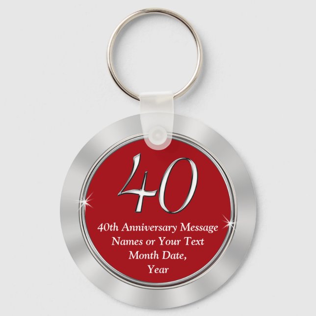 Customisable 40th Anniversary Gift Ideas Your Text Key Ring (Front)