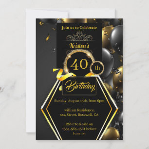 Customisable 40th Birthday Invitation