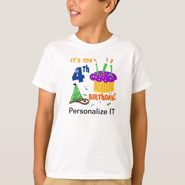 Customisable 4th Birthday T-shirt (Front)
