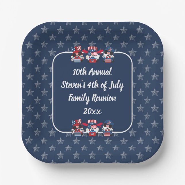 Customisable 4th of July Celebration Design Paper Plate (Front)