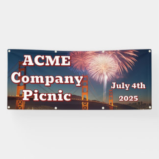 Customisable 4th of July outdoor banner w/grommets