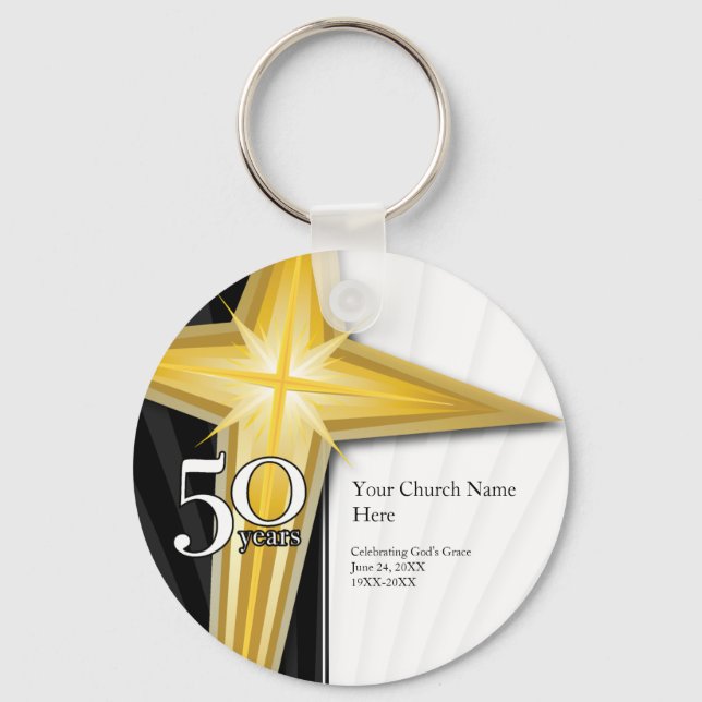 Customisable 50 Year Church Anniversary Keychain (Front)
