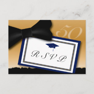 Customisable 50 Year Class Reunion RSVP Blue Card