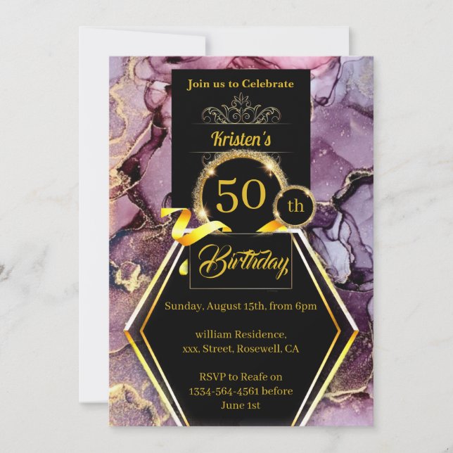 Customisable 50th birthday Invitation (Front)