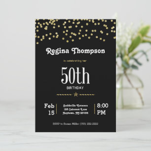 Customisable 50th Birthday with Glittering Gold In Invitation