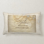 Customisable, 50th Wedding Anniversary Pearls Lumbar Cushion<br><div class="desc">Wish blessings upon the couple who is celebrating their 50th wedding anniversary with this pretty gift, souvenir, giveaway or party essential featuring pearls and lace. This customisable 50th wedding anniversary item shows these images that are reminiscent of their special day. Add their names and dates for a truly personal keepsake!...</div>