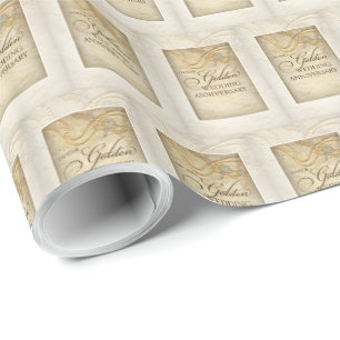 Customisable, 50th Wedding Anniversary Pearls Wrapping Paper