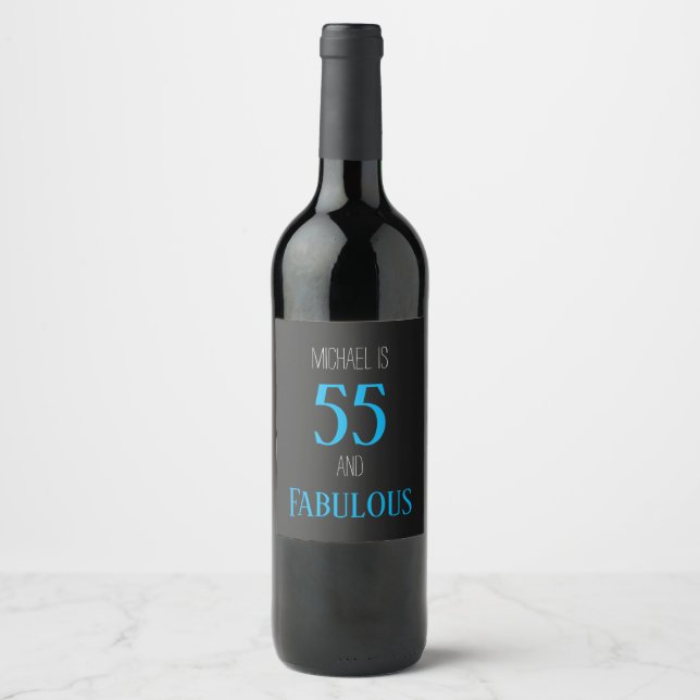 Customisable 55 and fabulous  wine label (Front)