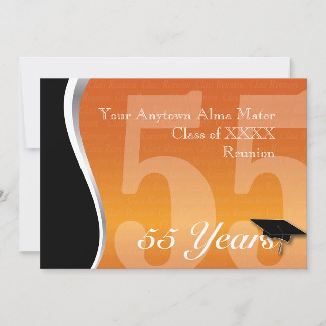 Customisable 55 Year Class Reunion Invitation (Front)
