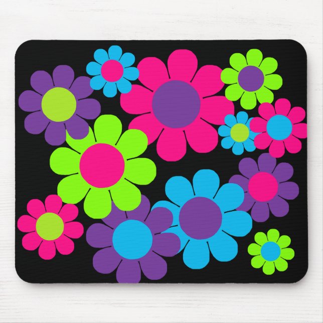 Customisable 60s Flower Power Mouse Pad (Front)