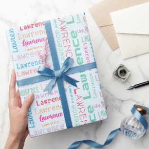 Customisable 8 Letter Name Colourful Gifts Wrapping Paper