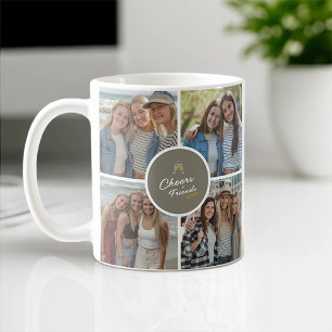 Customisable 8 Photo Collage Cheers to Friends Coffee Mug