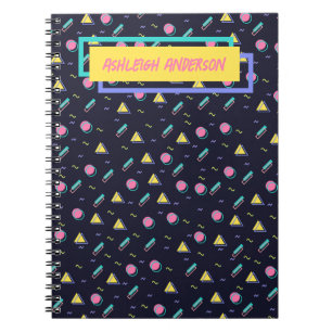 Customisable - 90s Retro Arcade Geometric Pattern Notebook