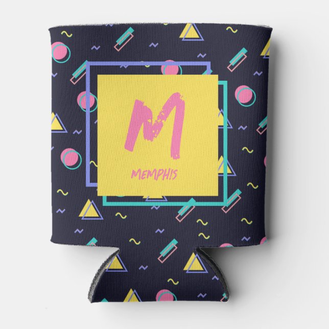 Customisable 90s Retro Carpet Geometric Pattern Can Cooler (Front)