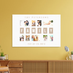 Customisable 9 Photo Family Modern Collage Wall Canvas Print