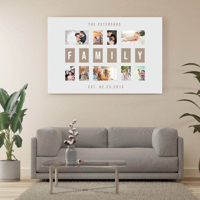Customisable 9 Photo Family Modern Collage Wall Canvas Print (Creator Uploaded)