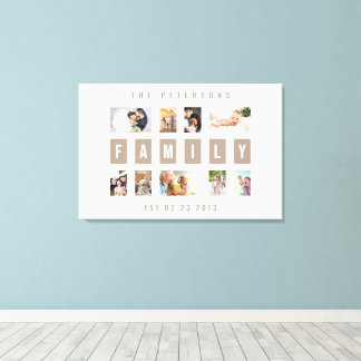 Customisable 9 Photo Family Modern Collage Wall Canvas Print