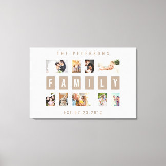 Customisable 9 Photo Family Modern Collage Wall Canvas Print