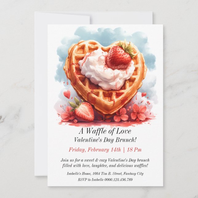 Customisable A Waffle of Love – Valentine’s Day  Invitation (Front)
