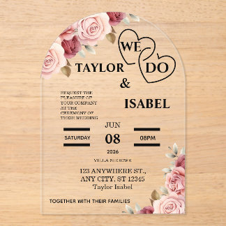 Customisable acrylic wedding invitation