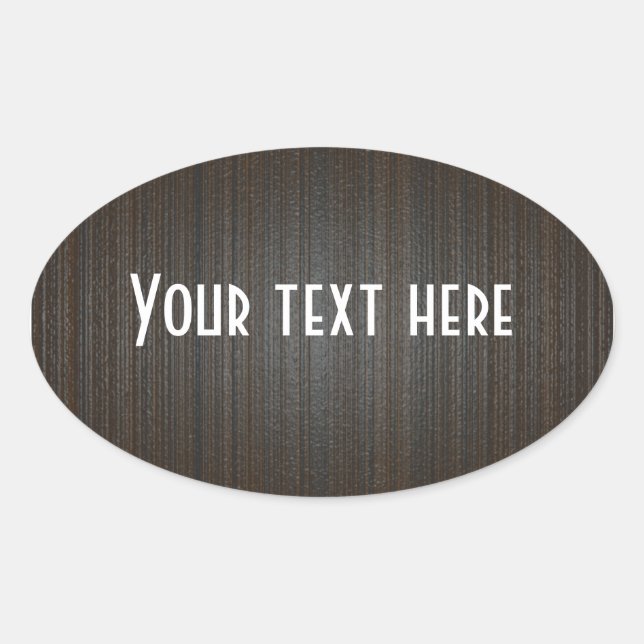 Customisable add text wood bg oval sticker (Front)