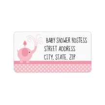 Customisable address label for baby girl shower