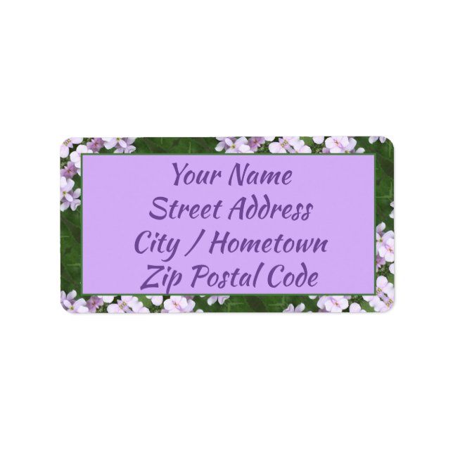 Customisable Address Label in Purple and Greens (Front)