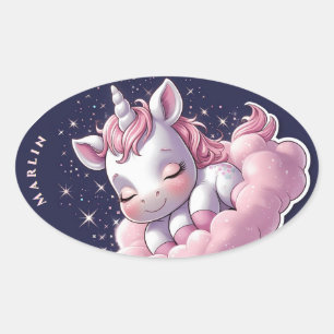 Customisable adorable Pink Unicorn Sticker