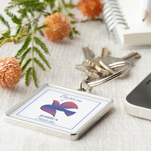 Customisable, Adult Baptism Dove Key Ring (Side)