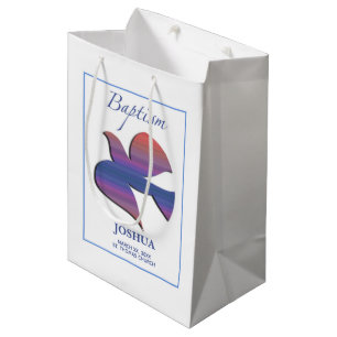 Customisable, Adult Baptism Dove Medium Gift Bag