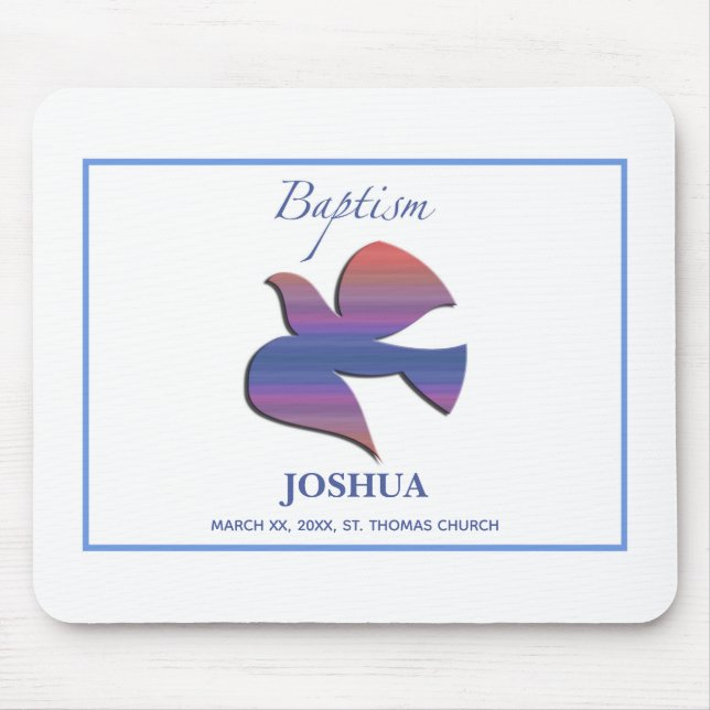 Customisable, Adult Baptism Dove Mouse Pad (Front)