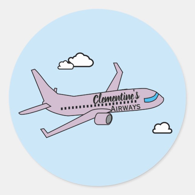Customisable Aeroplane  Classic Round Sticker (Front)