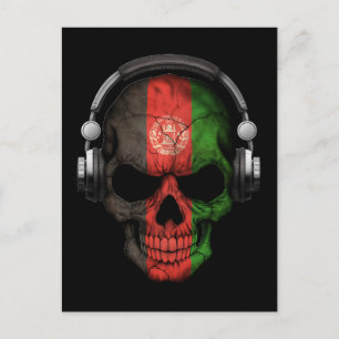 Customisable Afghan Dj Skull with Headphones Postcard