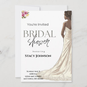 Customisable African-American Bride Bridal Shower Invitation