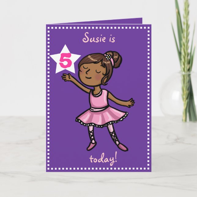 Customisable age Cartoon Ballet Dancer Card (Front)