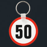 Customisable Age Speed Limit Sign 50th Birthday Key Ring<br><div class="desc">Perfect personnalised gift - Customise the age</div>