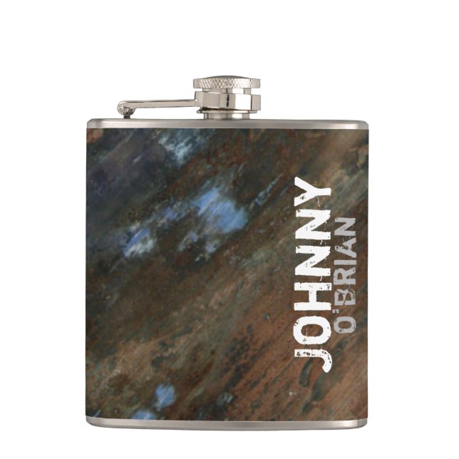 Customisable Aged Texture Hip Flask (Front)