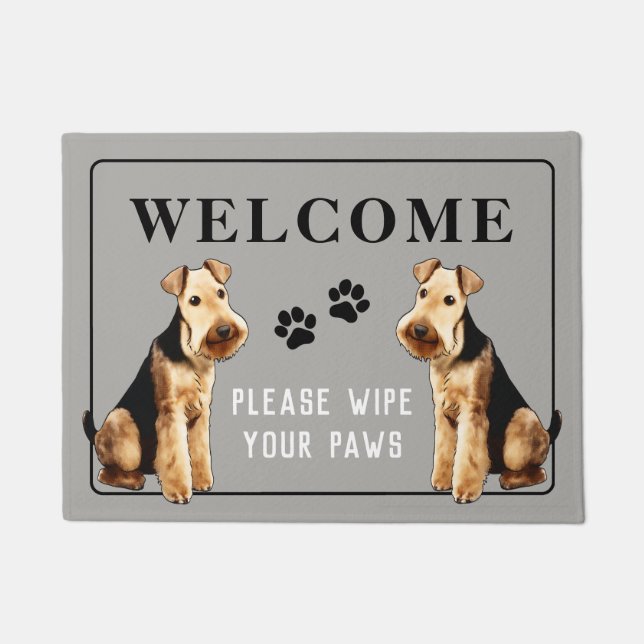 Customisable Airedale Terrier Doormat (Front)