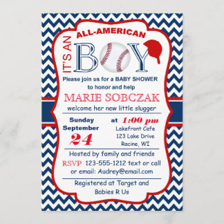 Customisable All Amer Bball Baby Shower Invitation
