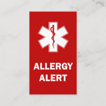 Customisable Allergy Alert Card