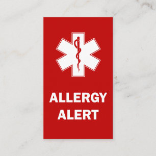 Customisable Allergy Alert Card