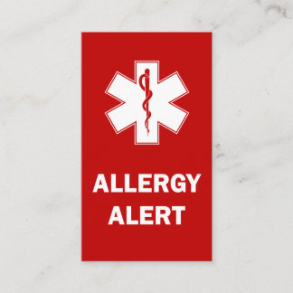 Customisable Allergy Alert Card