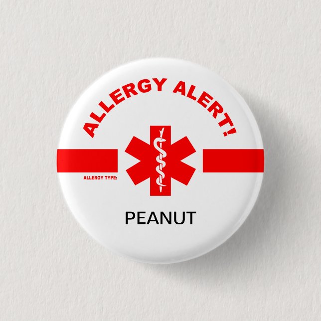 Customisable Allergy Alert Pin (Front)