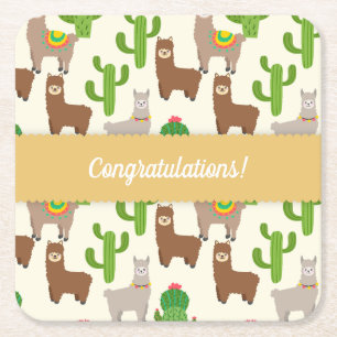 Customisable Alpaca/Llama Event Square Paper Coaster