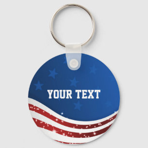 Customisable American theme stars & stripes Key Ring