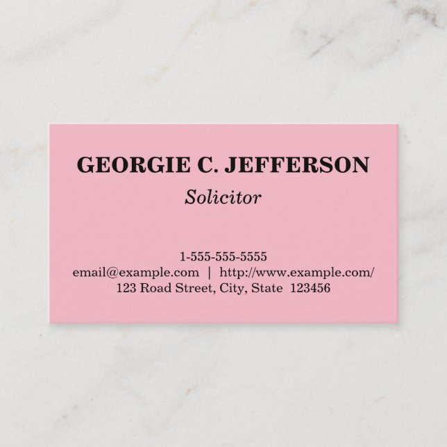 Customisable and Basic Solicitor Business Card (Front)