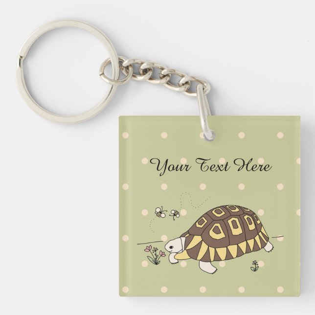 Customisable Angulate Tortoise Keychain (2 sided) (Front)