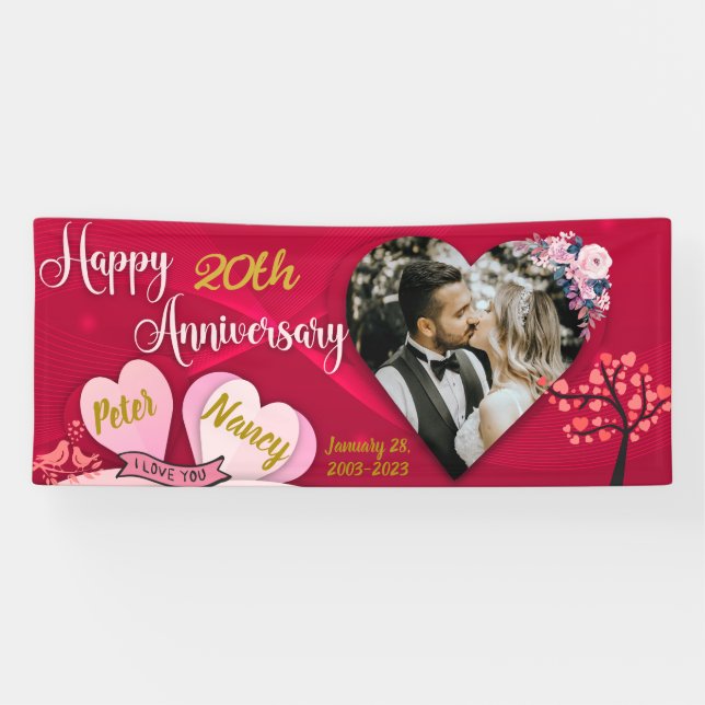 Customisable Anniversary banner with photo & Text (Horizontal)